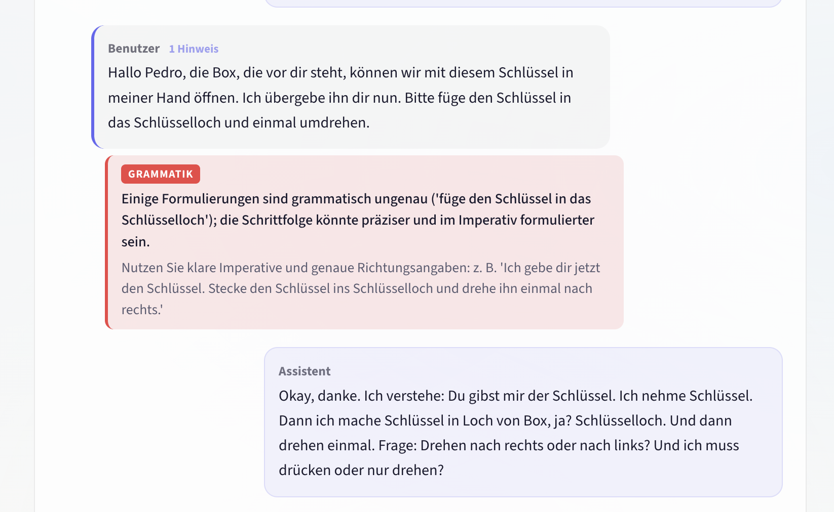 Inline-Feedback zu einzelnen Aussagen im Gespräch